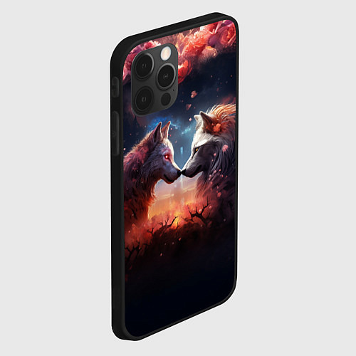 Чехол iPhone 12 Pro Любовь волка и волчицы / 3D-Черный – фото 2