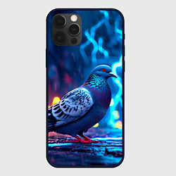 Чехол для iPhone 12 Pro Голубь и разряды молний, цвет: 3D-черный