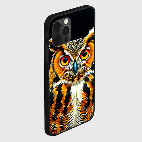 Чехол iPhone 12 Pro Совиная голова / 3D-Черный – фото 2