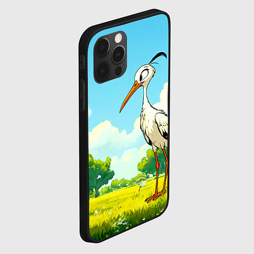 Чехол iPhone 12 Pro Аист в лесу / 3D-Черный – фото 2