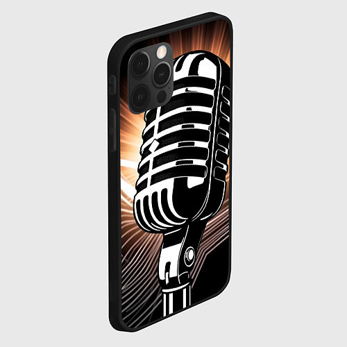 Чехол iPhone 12 Pro Микрофон и звуковые волны / 3D-Черный – фото 2