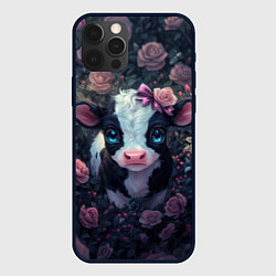 Чехол для iPhone 12 Pro Милый теленок, цвет: 3D-черный
