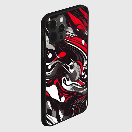 Чехол iPhone 12 Pro Красно-белые волны / 3D-Черный – фото 2