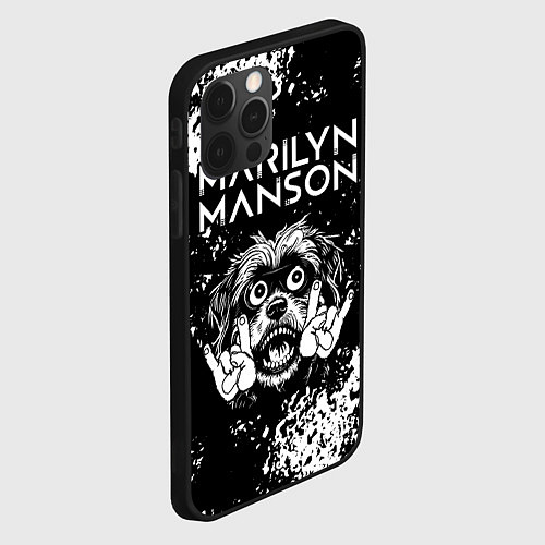 Чехол iPhone 12 Pro Marilyn Manson рок пес / 3D-Черный – фото 2