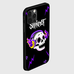 Чехол для iPhone 12 Pro Slipknot неоновый череп, цвет: 3D-черный — фото 2