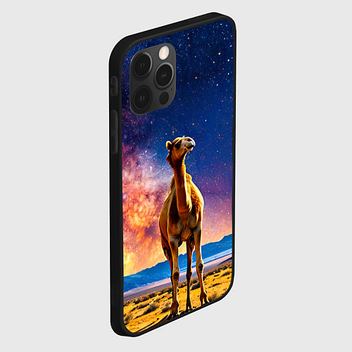 Чехол iPhone 12 Pro Верблюд и звездное небо / 3D-Черный – фото 2