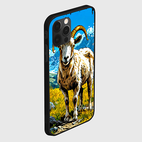 Чехол iPhone 12 Pro Горный козел / 3D-Черный – фото 2