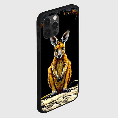 Чехол iPhone 12 Pro Кенгуру на черном / 3D-Черный – фото 2