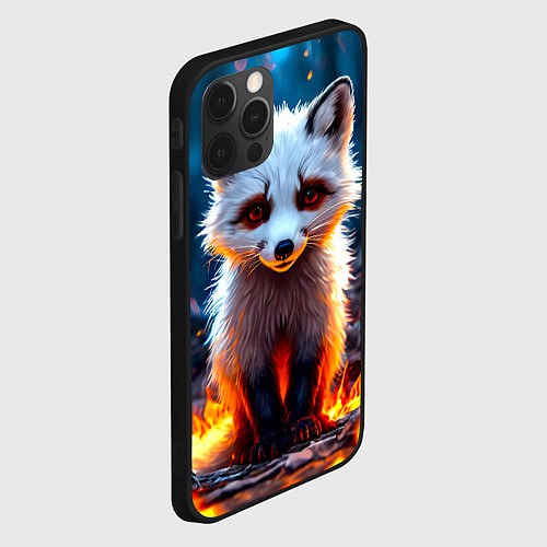Чехол iPhone 12 Pro Песец в огне / 3D-Черный – фото 2