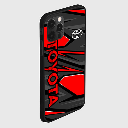 Чехол iPhone 12 Pro Toyota - красная абстракция / 3D-Черный – фото 2