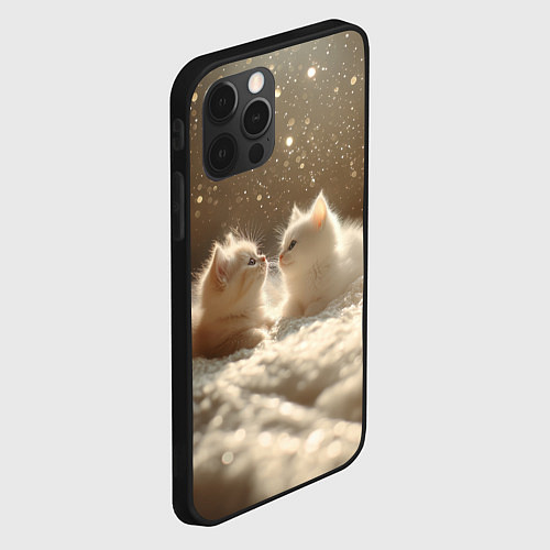 Чехол iPhone 12 Pro Белые милые котята / 3D-Черный – фото 2
