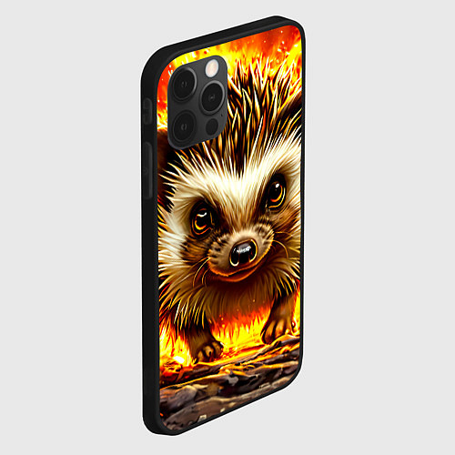 Чехол iPhone 12 Pro Еж в огне / 3D-Черный – фото 2