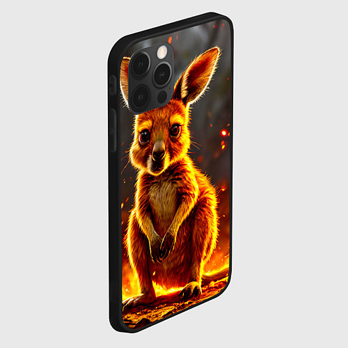 Чехол iPhone 12 Pro Кенгуру в огне / 3D-Черный – фото 2