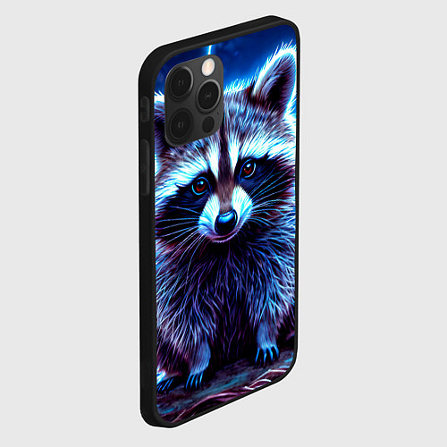 Чехол iPhone 12 Pro Енот в разрядах молний / 3D-Черный – фото 2