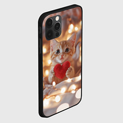 Чехол для iPhone 12 Pro Кошечка держит в лапках сердечко, цвет: 3D-черный — фото 2