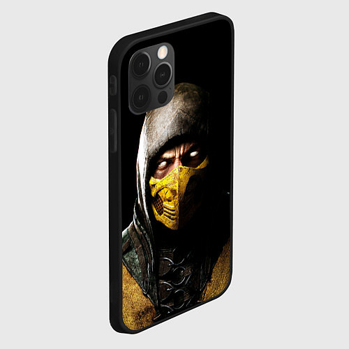 Чехол iPhone 12 Pro Mortal kombat Scorpion - кто следующий / 3D-Черный – фото 2