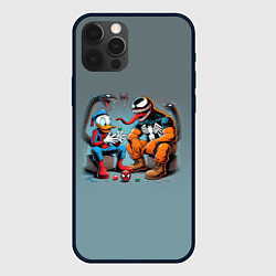 Чехол для iPhone 12 Pro Two dudes - Venom and Spider-Duck, цвет: 3D-черный