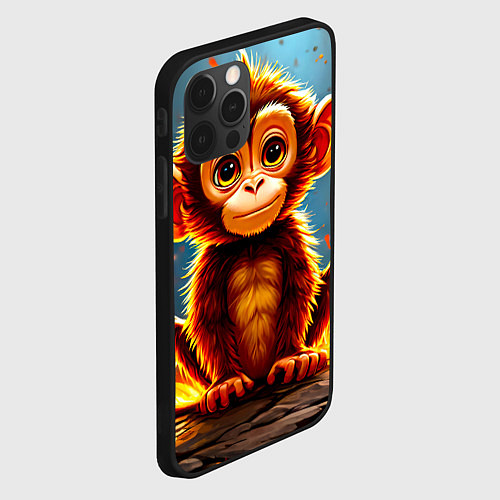 Чехол iPhone 12 Pro Обезьянка в огне / 3D-Черный – фото 2