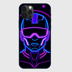 Чехол для iPhone 12 Pro Неоновый кибер силует, цвет: 3D-черный