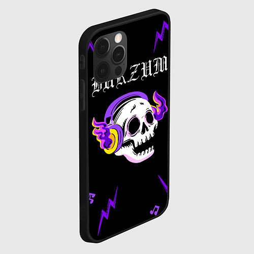 Чехол iPhone 12 Pro Burzum неоновый череп / 3D-Черный – фото 2
