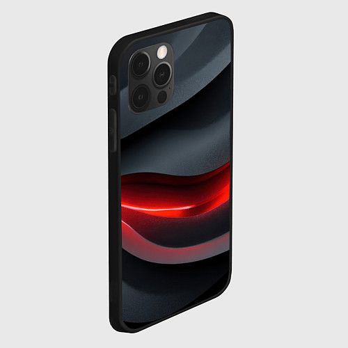 Чехол iPhone 12 Pro Плавная красно-черная текстура / 3D-Черный – фото 2