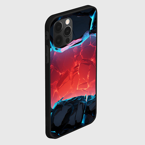 Чехол iPhone 12 Pro Неоновая разбитая стена - текстура / 3D-Черный – фото 2