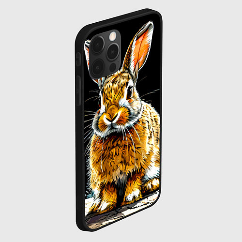 Чехол iPhone 12 Pro Заяц на черном / 3D-Черный – фото 2