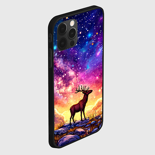 Чехол iPhone 12 Pro Лось и звездное небо / 3D-Черный – фото 2
