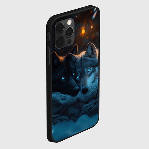 Чехол iPhone 12 Pro Влюбленные волки вместе / 3D-Черный – фото 2