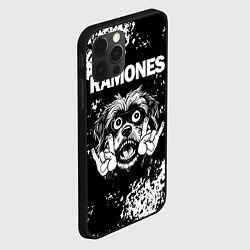 Чехол для iPhone 12 Pro Ramones рок пес, цвет: 3D-черный — фото 2