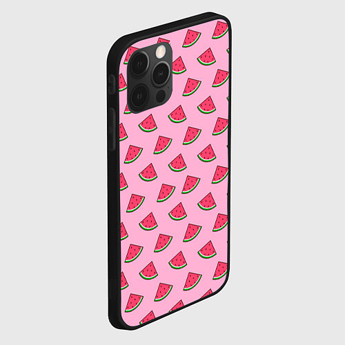 Чехол iPhone 12 Pro Дольки арбуза розовый / 3D-Черный – фото 2