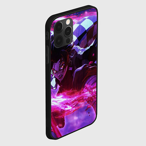 Чехол iPhone 12 Pro Клинок рассекающий демонов - аниме / 3D-Черный – фото 2