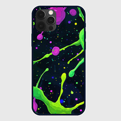 Чехол для iPhone 12 Pro Разноцветные кляксы, цвет: 3D-черный