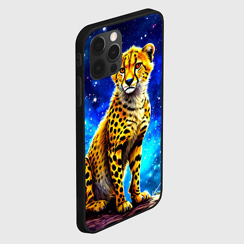 Чехол iPhone 12 Pro Гепард в звездную ночь / 3D-Черный – фото 2