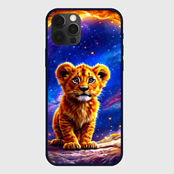 Чехол для iPhone 12 Pro Львенок в звездную ночь, цвет: 3D-черный
