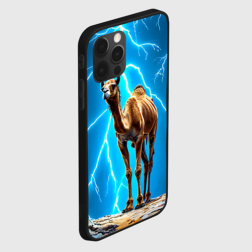 Чехол iPhone 12 Pro Верблюд и удар молнии / 3D-Черный – фото 2