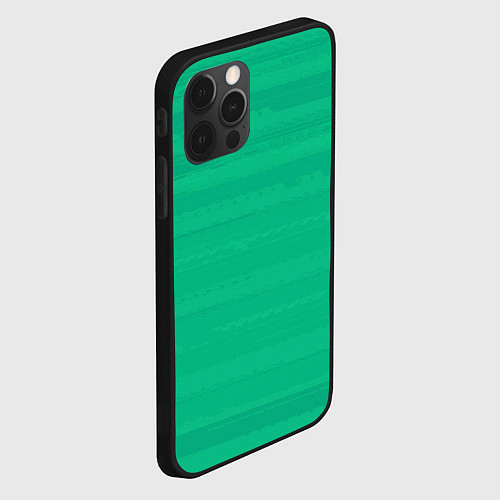 Чехол iPhone 12 Pro Изумрудный зелёный однотонный с полосами / 3D-Черный – фото 2