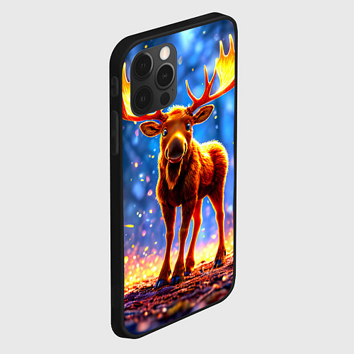 Чехол iPhone 12 Pro Лосенок в лесу / 3D-Черный – фото 2