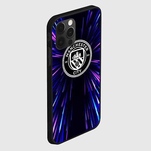 Чехол iPhone 12 Pro Manchester City neon energy / 3D-Черный – фото 2