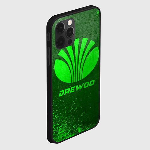 Чехол iPhone 12 Pro Daewoo - green gradient / 3D-Черный – фото 2