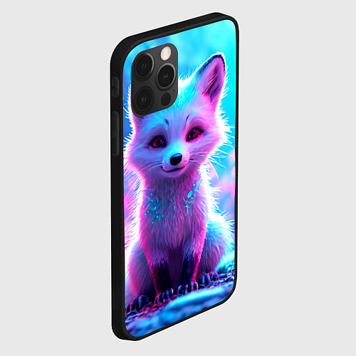 Чехол iPhone 12 Pro Песец в неоновом свете / 3D-Черный – фото 2