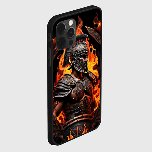 Чехол iPhone 12 Pro Гладиатор пламени огня / 3D-Черный – фото 2