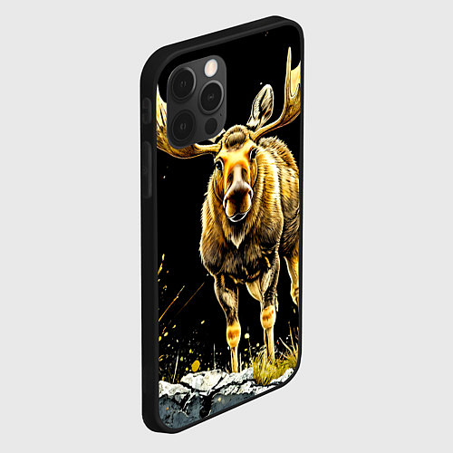 Чехол iPhone 12 Pro Лось на черном / 3D-Черный – фото 2