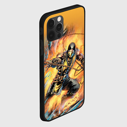 Чехол iPhone 12 Pro Scorpion - Mortal Kombat / 3D-Черный – фото 2