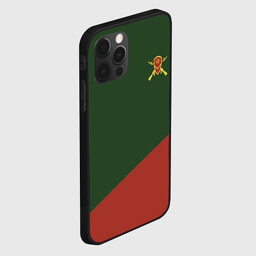 Чехол iPhone 12 Pro Мотострелковые войска: герб со щитом / 3D-Черный – фото 2