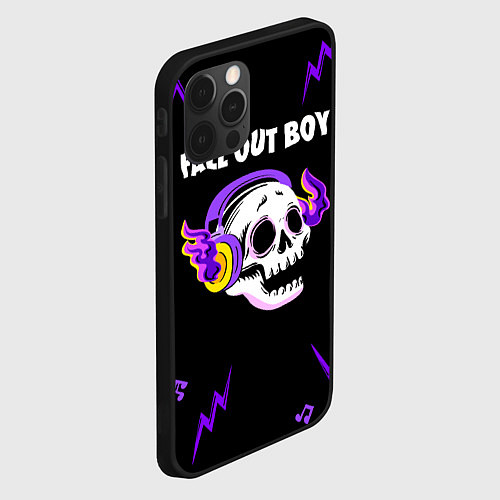 Чехол iPhone 12 Pro Fall Out Boy неоновый череп / 3D-Черный – фото 2