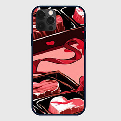 Чехол для iPhone 12 Pro Шоколадки в форме сердца, цвет: 3D-черный