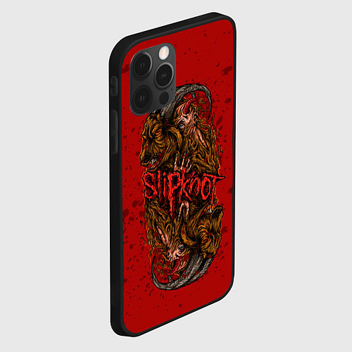 Чехол iPhone 12 Pro Слипкнот гранж рога / 3D-Черный – фото 2