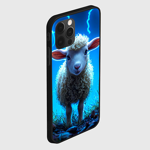 Чехол iPhone 12 Pro Овечка в разрядах молнии / 3D-Черный – фото 2