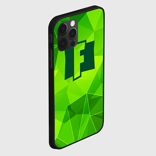 Чехол iPhone 12 Pro Fortnite green poly / 3D-Черный – фото 2